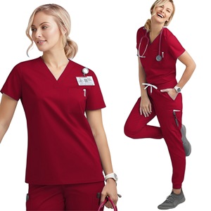 Women's Purple <b>Scrub</b> <b>Set</b> V-Neck Short Sleeve Moisture Wicking Hospital Uniform Split <b>Set</b> for Nurses and Medical Staff - Product Image 4
