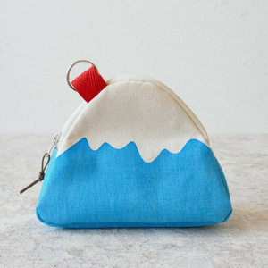 Handmade coin <b>purse</b> from Mount Fuji, Japan - <b>Cute</b> and casual zippered coin <b>purse</b>, triangular cartoon canvas headphone bag. - Product Image 1