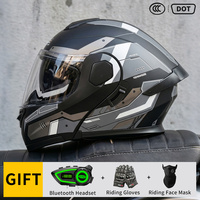 Casques modulables DOT pour moto, double visière, casque relevable avec Bluetooth, ensemble de trois pièces, vente en gros d'usine de casques AD