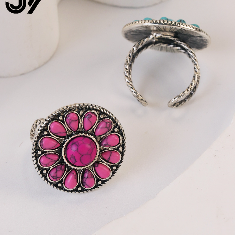 Rond rose multi-pierres
