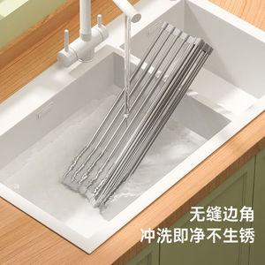 Égouttoir pliable en acier inoxydable de grande taille pour évier de cuisine, idéal pour bols, assiettes et fruits - Vente en cours - Product Image 3