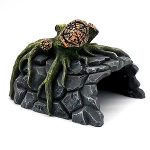 Commercio all'ingrosso rettile Cave Resin Rock Hide Habitat decorazione dell'acquario per piccoli animali rettile anfibio terrario - Product Image 6