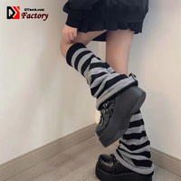 Black Stripe Y2K Vente en gros Esthétique Style millénaire Logo personnalisé Guêtres tricotées Femme Fille Jambières Couvre-jambes Bas