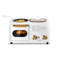 Machine à petit-déjeuner Posida 1100W 3 en 1 avec poêle à frire, four grille-pain et marmite 3 en 1 mini four électrique