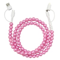 Câble de charge Xinyaho Fashion Jewelry Type-C bicolore rose brillant avec perles en gelée, charge rapide 5A pour ordinateur
