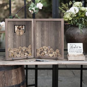 Livre d'or pièce maîtresse de <span class=keywords><strong>table</strong></span> rustique fournitures de <span class=keywords><strong>décoration</strong></span> de <span class=keywords><strong>mariage</strong></span> coeur livre en bois livre d'or livre d'or cadre alternative - Product Image 5