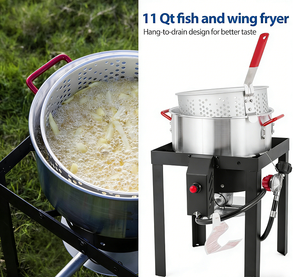 Friteuse à poulet de 30 Qt à allumage automatique et friteuse à poisson de 10 Qt avec brûleur au propane de 50 000 BTU pour poulet, écrevisses, crabes et frites - Product Image 4