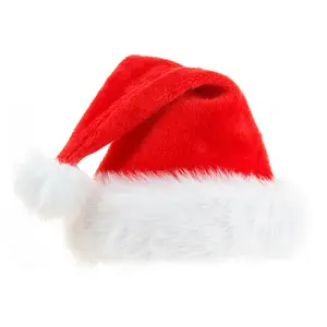 Topi Natal Kualitas Tinggi Topi Dewasa Anak-anak Dipertebal Gaya Dasar Berbulu Topi Santa Claus Aksesoris Suasana Pesta Festival