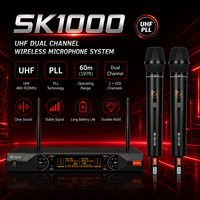 Microphone sans fil UHF professionnel à 2 canaux JINJUE SK1000 pour la scène, les spectacles et le karaoké