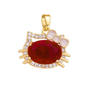 Pendentif en laiton plaqué <span class=keywords><strong>or</strong></span> HD409, breloque mignonne en forme de chaton, thème dessin animé, meilleure vente, accessoires de bijoux DIY de haute qualité - Product Image 6