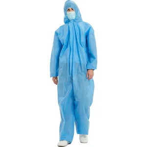 PPES Suits Level 3 SMS Safety Hazmat Suit Blue Disposable Isolation Gowns Protective Coveralls