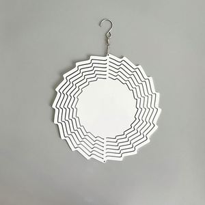 Cheap Wholesale White Blank Sublimation Aluminium Metal Art Hanging Yard Garden Porch Patio Round Spinner Wind Mills - Product Image 4
