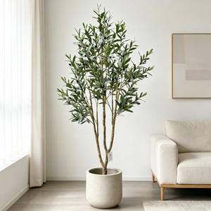 Arbre d'<span class=keywords><strong>olivier</strong></span> artificiel ultra-réaliste de 1,80 m en pot, style mince, avec olives noires, pour la décoration de réception de bureau, plante d'<span class=keywords><strong>olivier</strong></span> artificielle - Product Image 1