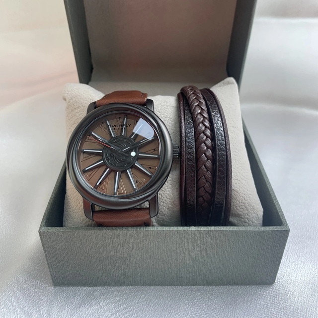 Relogio Masculino Men's Watches Spinning with Bracelets High Quality Luxury Watch Christmas Gifts Sets for Men