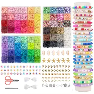 Perles Heishi en argile polymère rondes et plates colorées pour la fabrication de bracelets, kit de fabrication de bracelets, 72 couleurs, 10800 pièces