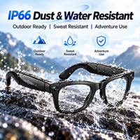 Lunettes intelligentes avec caméra 8MP, photos 20MP, vidéo HD Wi-Fi, reconnaissance d'objets par IA, anti-tremblement EIS, IP66, 37g, assistant vocal