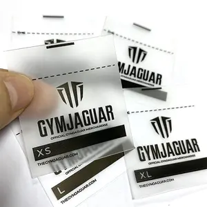 custom logo print sportswear see through labels XS XS S M L XL XXL XXL size transparent clothing garment clear tpu labels