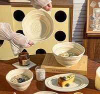 Ensemble de 5 bols et assiettes en porcelaine écologique Japandi, créatif, irrégulier, texturé, anti-fuite, compatible micro-ondes et lave-vaisselle