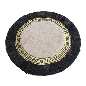 <span class=keywords><strong>Tapis</strong></span> <span class=keywords><strong>rond</strong></span> en peau <span class=keywords><strong>de</strong></span> mouton naturelle noir, <span class=keywords><strong>blanc</strong></span> et gris, fait main, lavable, à motif géométrique, à poils épais - Product Image 5