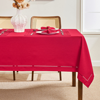 Nappe personnalisée en polyester imitation lin avec découpe décorative, imperméable, résistante aux taches, infroissable et lavable