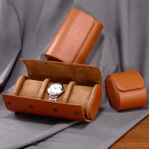 Benutzer definierte Luxus Vintage Leder uhr Veranstalter Rolle Verpackung Uhr Geschenk Armbanduhr Reisekoffer 1 2 3 Tasche Leder Uhr Rolle