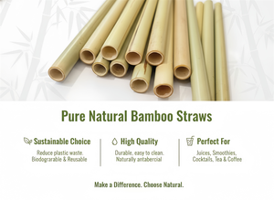 Pailles en bambou durables non emballées, entièrement biodégradables pour le café chaud et les smoothies froids, utilisation en fête - Product Image 3