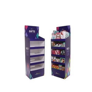 ชั้นวางสินค้าซุปเปอร์มาร์เก็ตสำหรับอาหาร มันฝรั่งทอด เมล็ดกาแฟ ช็อกโกแลต ชั้นวางโชว์สินค้าแบบตั้งพื้นทำจากกระดาษลูกฟูกตามสั่ง - Product Image 1