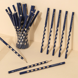 Lápices con forma de aguja HB azules de madera con agarre triangular para estudiantes, práctica de caligrafía, artículos de papelería - Product Image 1