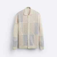 Maßgefertigter Woll-Cardigan Strickpullover für Herren mit Polokragen, Langen Ärmeln und Einzelknopf im Lässigen Stil