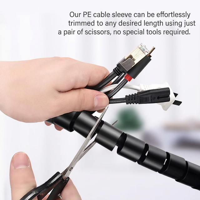 LEZ 8mm-32mm Flexible Spiral Extruded Cable Wrap Wire Organizer Management Tube Black/Gray Cut-to-Order Office TV Desk
