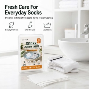Feuilles de <span class=keywords><strong>lessive</strong></span> écologiques super concentrées pour chaussettes, solubles dans l'eau, éliminateur d'odeurs, nettoyage en profondeur, parfum frais pour chaussettes - Product Image 1