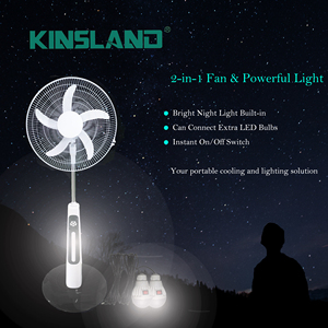 16-Inch Solar Stand Fan With LED Light, <b>Brushed</b> Motor, Digital Speed Control & Dual <b>Power</b> KL-T300A Rechargeable Standing Fan - Product Image 2