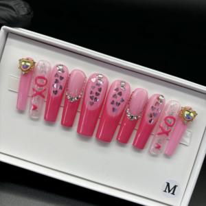 <span class=keywords><strong>Uñas</strong></span> Postizas 3D con Diseños Mixtos, <span class=keywords><strong>Uñas</strong></span> Acrílicas de Lujo con Brillantina y Diamantes de Imitación, Reutilizables, Cobertura Completa, con Pegamento, 10 Piezas, para Mujeres, Uso Diario, Fiestas, Bodas - Product Image 1