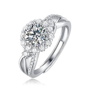 خاتم زفاف فاخر من الفضة مع حجر زركونيا 1 قيراط للنساء، خاتم ألماس موازين ذهبي بجودة VVS للبيع بالجملة - Product Image 2