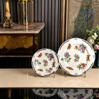 Ensemble d'assiettes en céramique de la série Queen, design papillon, bol à fruits avec poignées pour la salle à manger à domicile et la restauration hôtelière