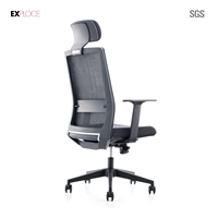Chaise de bureau ergonomique au design moderne avec appui-tête réglable, pivotante, réglable en hauteur, en tissu maillé, confortable, pour enseignants, en acier et métal