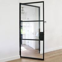 Puerta de entrada frontal de acero a prueba de viento con ventanas Crittall oscilantes individuales con arco para casa para entrada de casa