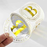 Autocollants dorés personnalisés-Étiquettes de logo en aluminium, Autocollants imperméables en vinyle pour l'emballage