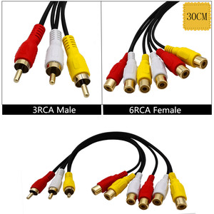 สาย AV 3 ชาย ต่อ 6 หญิง ขั้วต่อ RCA ชุบทองสำหรับเครื่องเล่นดีวีดี การเชื่อมต่อทีวี - Product Image 5
