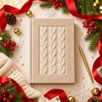 Carnet A5 personnalisé en lin avec reliure en tricot torsadé, 80 feuilles, impression numérique, marqueur ruban, pour entreprise, thème Noël