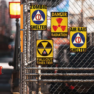 Ensemble de panneaux métalliques vintage « <span class=keywords><strong>Zombie</strong></span> Radiation Shelter » – Décoration murale rétro pour salle de jeux, garage, bar - Product Image 2