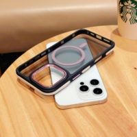 Coque de luxe magnétique brillante effet fumé en TPU+Acrylique noire pour iPhone 16 Pro Max/15 Pro/14 Plus/13/12/11/ S25 Ultra