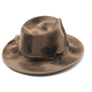 Chapeau Fedora de Cowboy à bords plats personnalisé adulte Deluxe feutre de laine Oktoberfest allemand <span class=keywords><strong>Tyrolien</strong></span> alpin <span class=keywords><strong>Costume</strong></span> Prop Panama Western Hat - Product Image 5