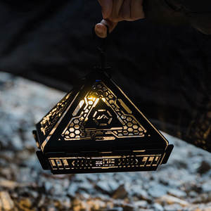 휴대용 스테인리스 스틸 LED 캠핑 랜턴, 야외용 피라미드 행잉 램프, 배터리 구동식 방수 모던 디자인 - Product Image 4