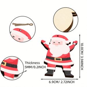 Décoration Murale Créative en Bois pour Noël : Pendentifs Sculptés Arbre et Bonhomme de Neige, Ornements Faits Main de Dessins Animés pour la Saison des Fêtes - Product Image 3