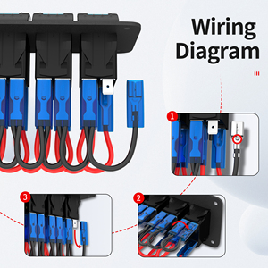 7 Gang Marine Boat 12v Waterproof Blue LED On/off Rocker Switch Panel <b>With</b> 5V 4.2A Dual <b>USB</b> Charger Digital Voltmeter <b>Socket</b> - Product Image 4