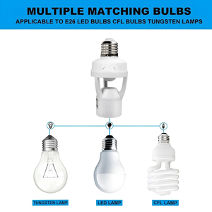 مستشعر حركة بالأشعة تحت الحمراء E27 لمصباح LED مع مقبس ومفتاح 85-265 فولت - Product Image 4