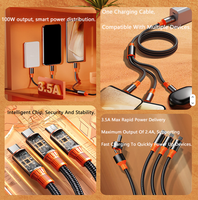Kabel USB 5 in 1 Produk Baru 6A Kabel Data Pengisian Cepat 100W USB C ke Tipe C Berbahan Nilon Kepang Pengisi Daya Daya Tinggi untuk iPhone Laptop
