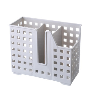 Estante de Almacenamiento de Cocina de Plástico Blanco para Montar en la Pared, con Compartimentos para Utensilios y Vajilla, Forma Rectangular, Diseño sin Perforaciones - Product Image 1