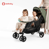 Poussette compacte et légère pour jumeaux, pliable, avec cadre en acier inoxydable et polyester, pour bébés de 0 à 3 ans, capacité de charge de 15 kg, T33